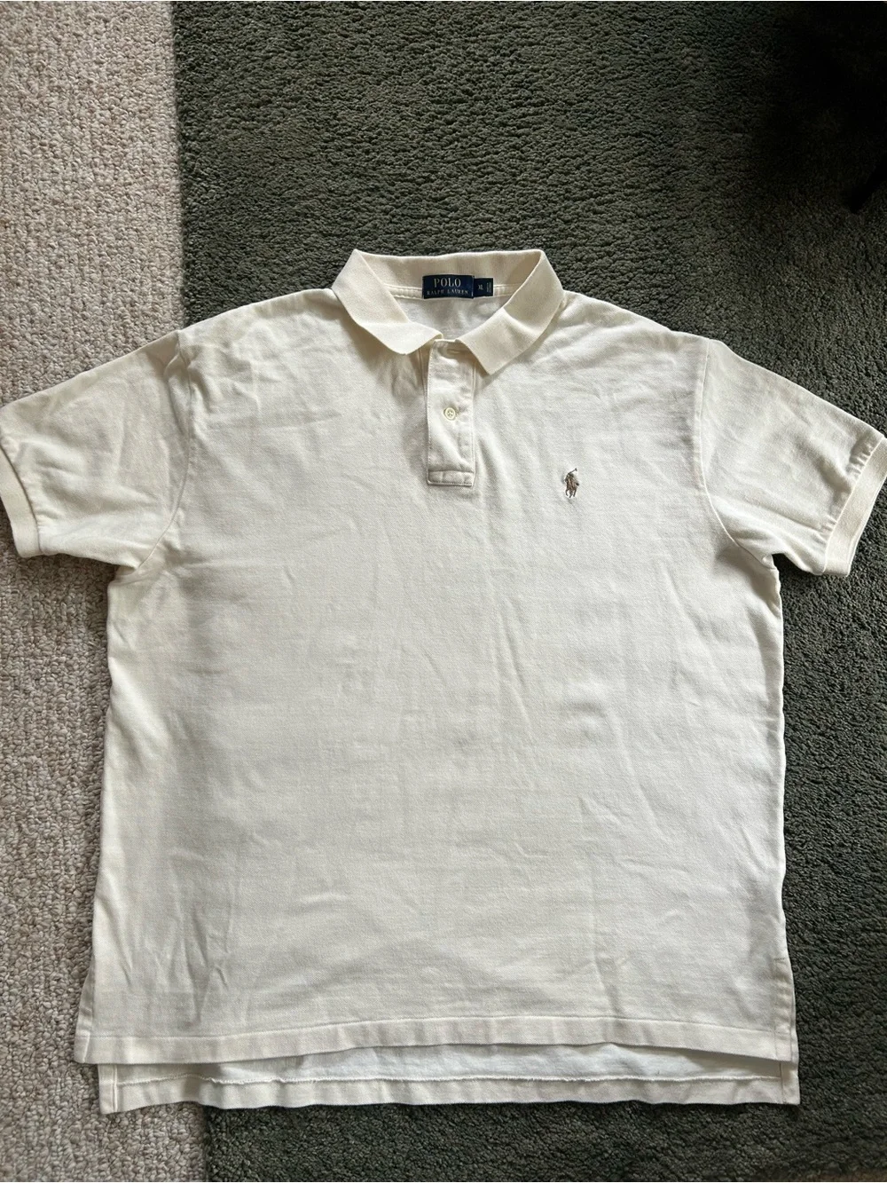 Polo by Ralph Lauren Cream Short-Sleeve Polo with Embroidered Pony
